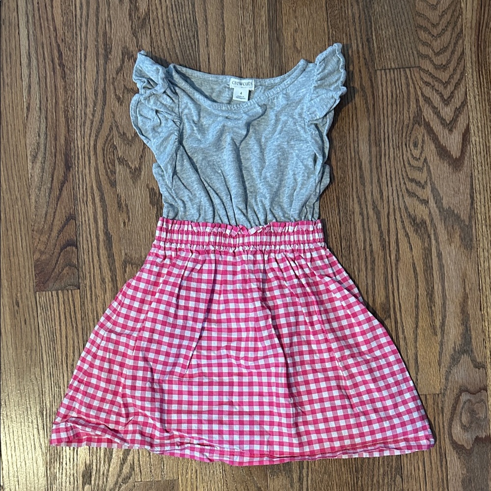 Crewcuts Gray and Pink Gingham Dress